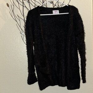 Black Fuzzy Textured Cardigan